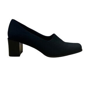 Easy Spirit Women’s Black Fabric Block Heel Square Toe Dress Shoes Size 8M